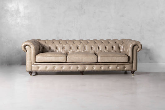 SET Chesterfield en Cuero "Sofá 3 Plazas + 2 Poltronas"